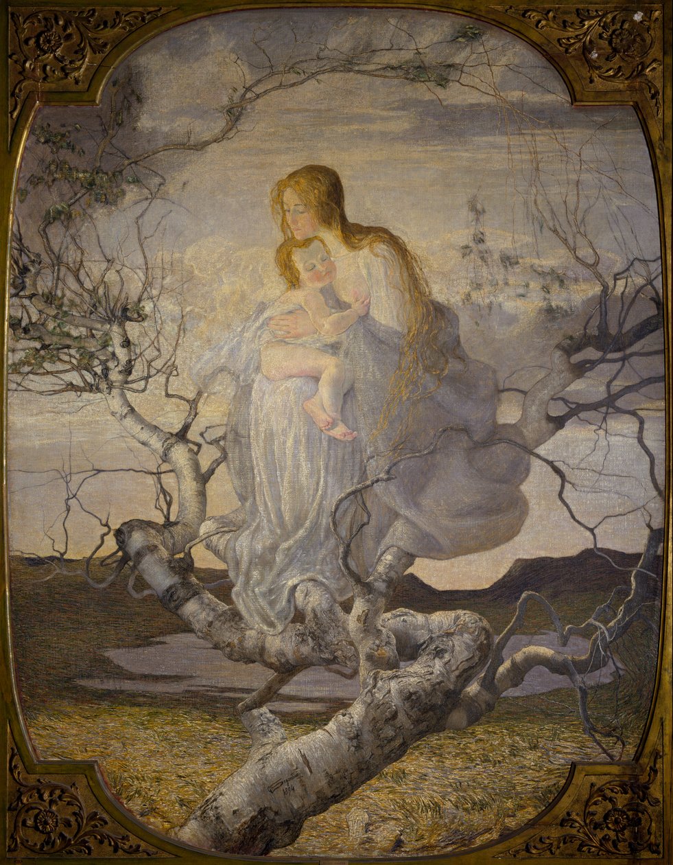 象征主义：乔瓦尼·塞甘蒂尼 (1858-1899) 1894 年作画的“生命天使”。 276x212 厘米米兰，现代艺术画廊 作者 乔凡尼·塞甘蒂尼（Giovanni Segantini）