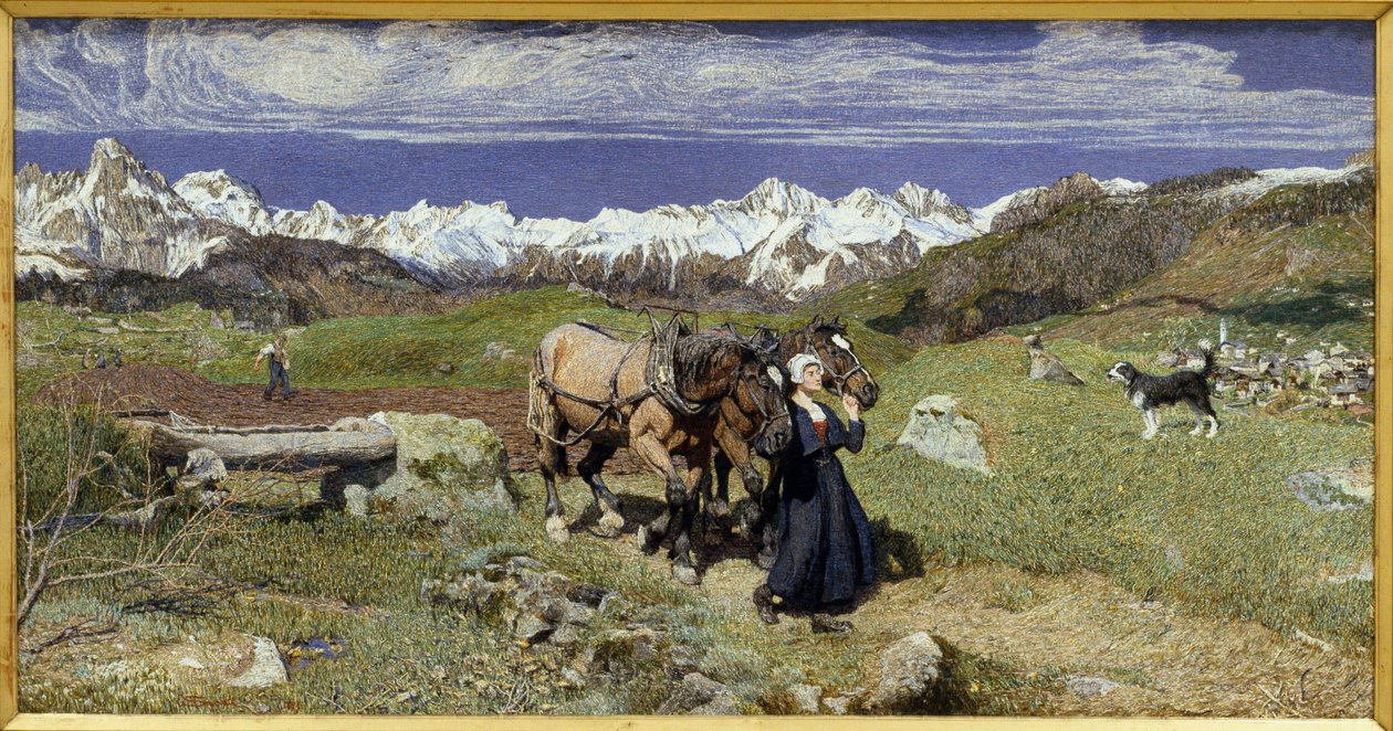 春天的阿尔卑斯山（1879年，布面油画）。 作者 乔凡尼·塞甘蒂尼（Giovanni Segantini）