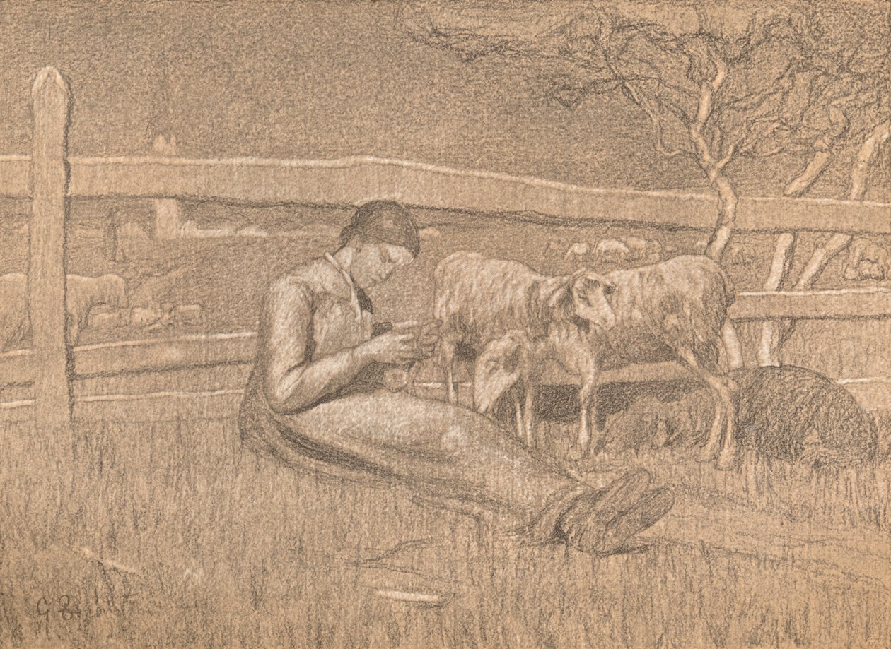 牧羊人，c1888 作者 乔凡尼·塞甘蒂尼（Giovanni Segantini）