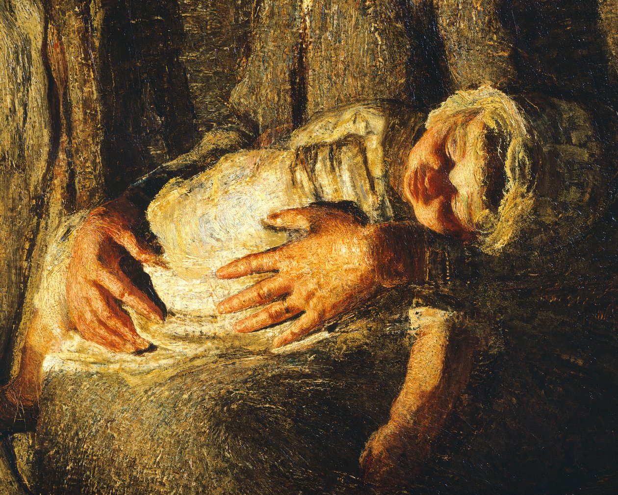 乔万尼-塞甘蒂尼的《两位母亲》，详图 作者 乔凡尼·塞甘蒂尼（Giovanni Segantini）