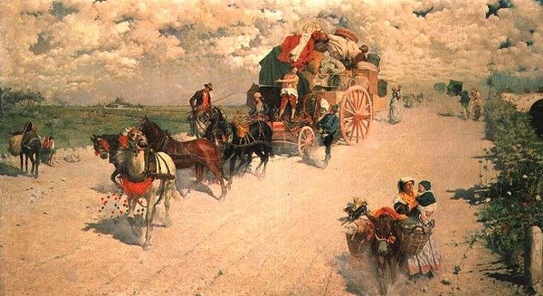 吉普赛马车(油)(The Gypsy Wagon) 作者 乔凡尼·西格里尼（Giovanni Signorini）