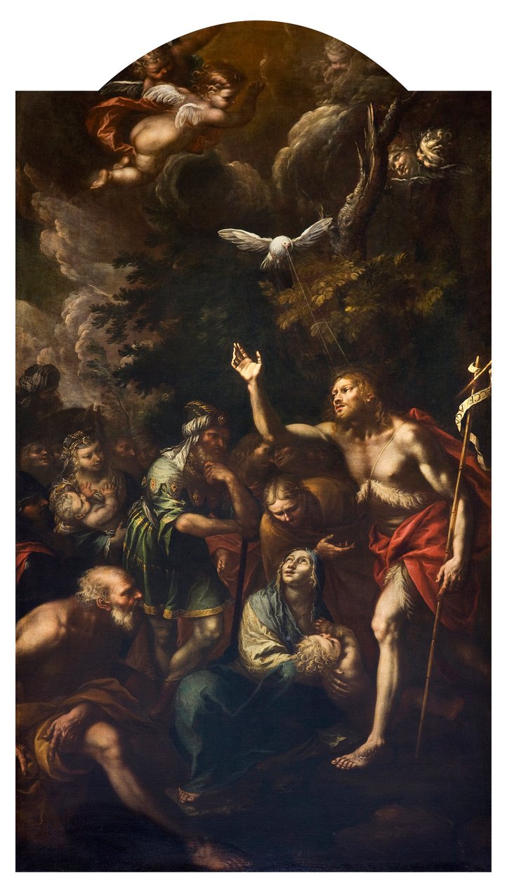 施洗者圣约翰的预言》（Predication of Saint John the Baptist） 乔瓦尼-斯蒂法诺-多内达（1611-1689 年）1666 年绘画 私人收藏 作者 乔瓦尼·斯特凡诺（1608-89）达内迪