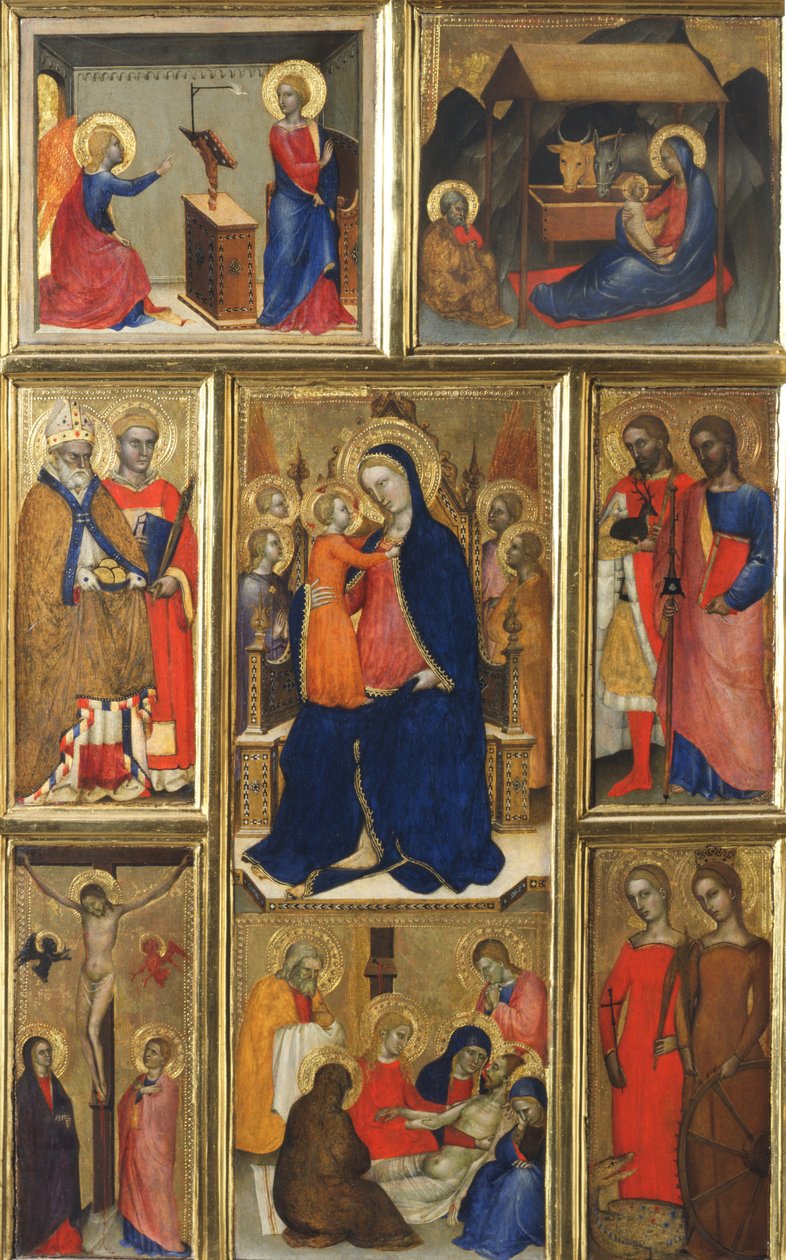 Polyptych：圣母玛利亚与儿童和圣徒 作者 乔凡尼·达·米兰诺