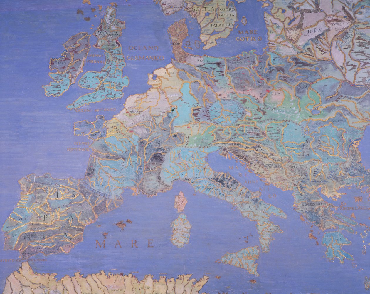 16世纪欧洲地图，来自&39;Sala del Mappamondo（世界地图大厅）c.1574-5 作者 乔万尼·德·韦基
