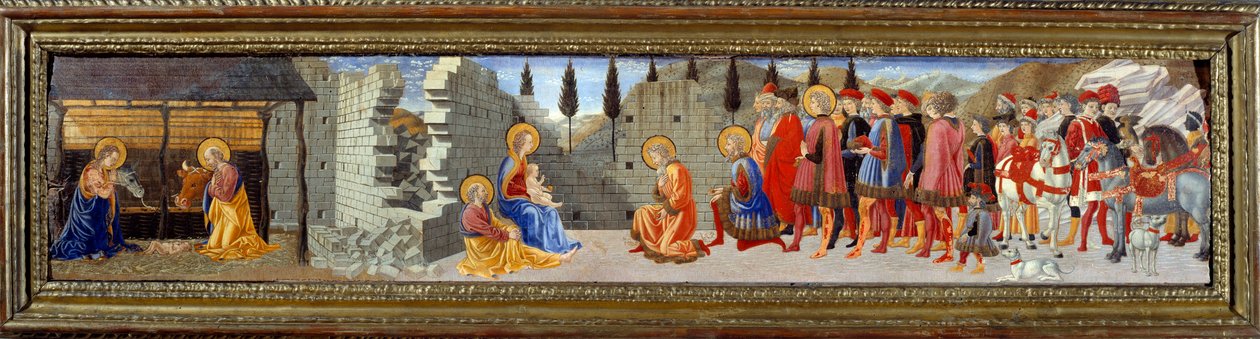 贤士的诞生和崇拜。 Giovanni Di Francesco (1412-1459) Ec. 的绘画 意大利语 作者 乔瓦尼·迪·弗朗切斯科·德尔·塞维尔利拉