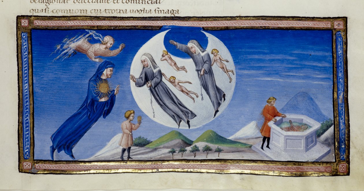 MS 36. fol 133 r Canto III，插图，选自但丁-阿尔盖里的《神曲》，约 1450 年（牛皮纸）。 作者 乔瓦尼·迪·保罗