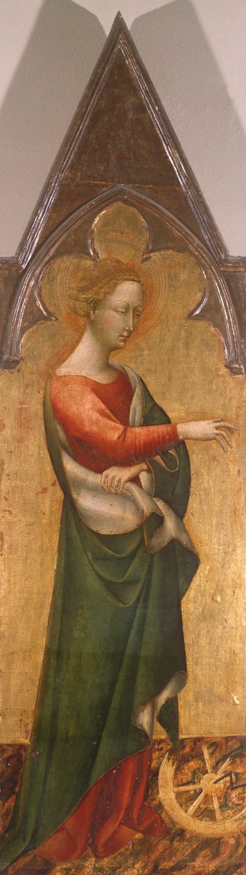 多联画与圣。 乔瓦尼·迪·保罗（Giovanni di Paolo，约 1403-1482 年）创作的《亚历山德里亚的凯瑟琳》，细节 作者 乔瓦尼·迪·保罗