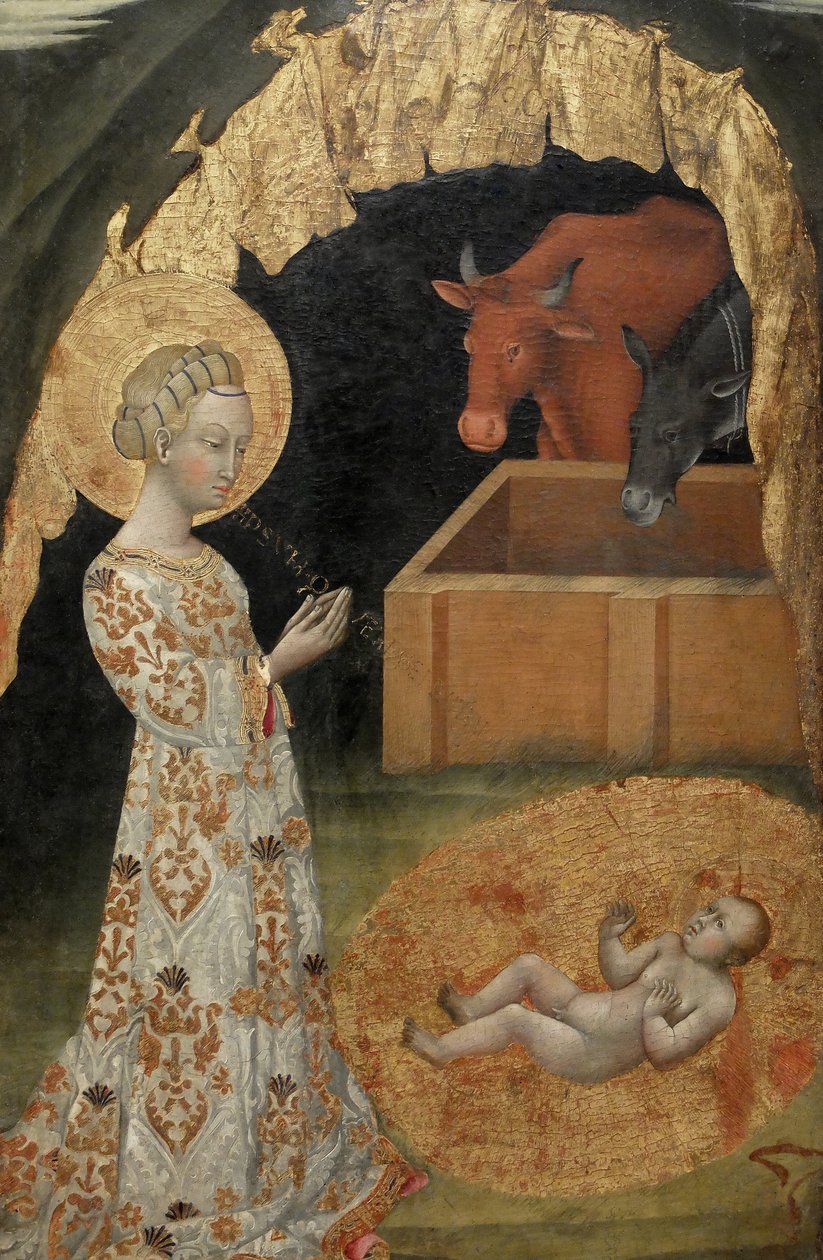 La Nativity, Saint Victtorino, Saint Ansano, 中央细节（木头画） 作者 乔瓦尼·迪保罗·格拉齐亚