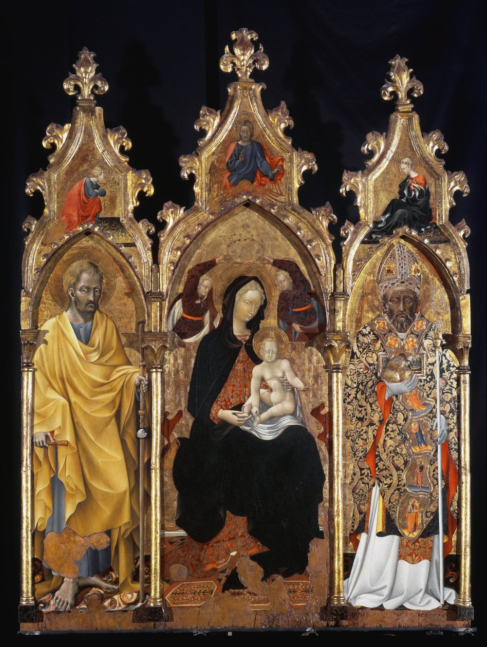 圣尼古拉斯三联画 (San Niccolo) - 面板上的蛋彩画 作者 乔瓦尼·迪保罗·格拉齐亚