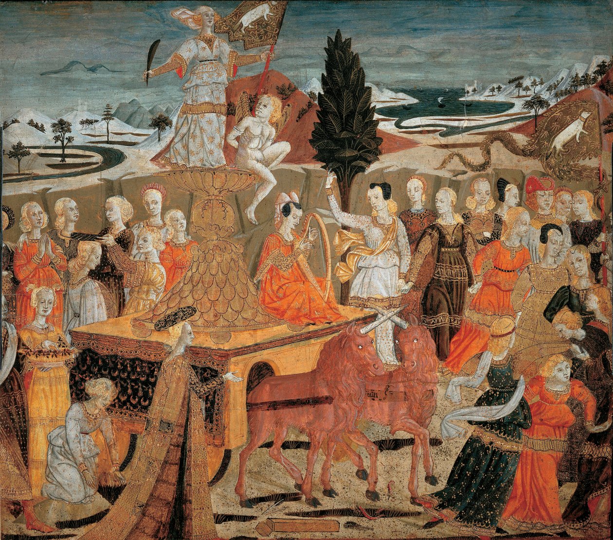 Le triomphe de la chastete - 贞洁的胜利 - (Lo Scheggia) Giovanni di Ser Giovanni (1406-1486)。 面板上的蛋彩 作者 乔凡尼·迪·塞尔瓦·乔吉亚