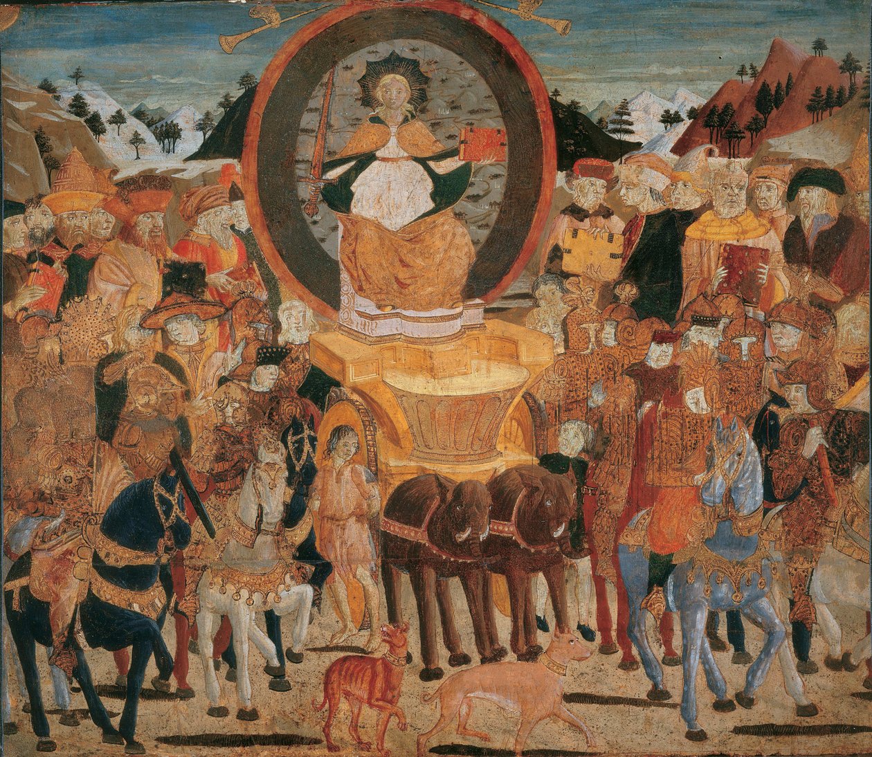 Le triomphe de la gloire - 名誉的胜利 - (Lo Scheggia) Giovanni di Ser Giovanni (1406-1486)。 面板上的蛋彩 作者 乔凡尼·迪·塞尔瓦·乔吉亚