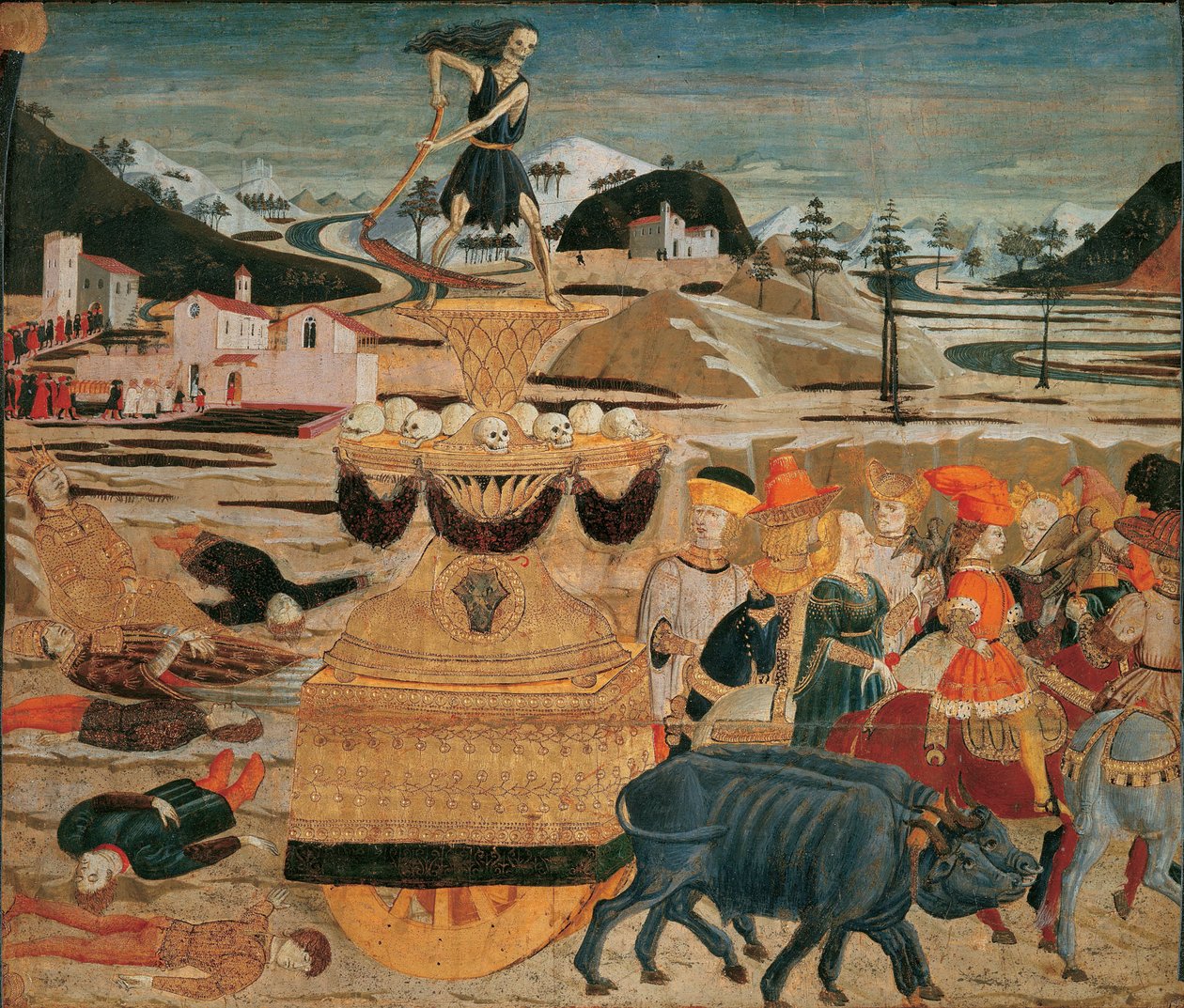 Le triomphe de la mort - 死亡的胜利 - (Lo Scheggia) Giovanni di Ser Giovanni (1406-1486)。 面板上的蛋彩 作者 乔凡尼·迪·塞尔瓦·乔吉亚