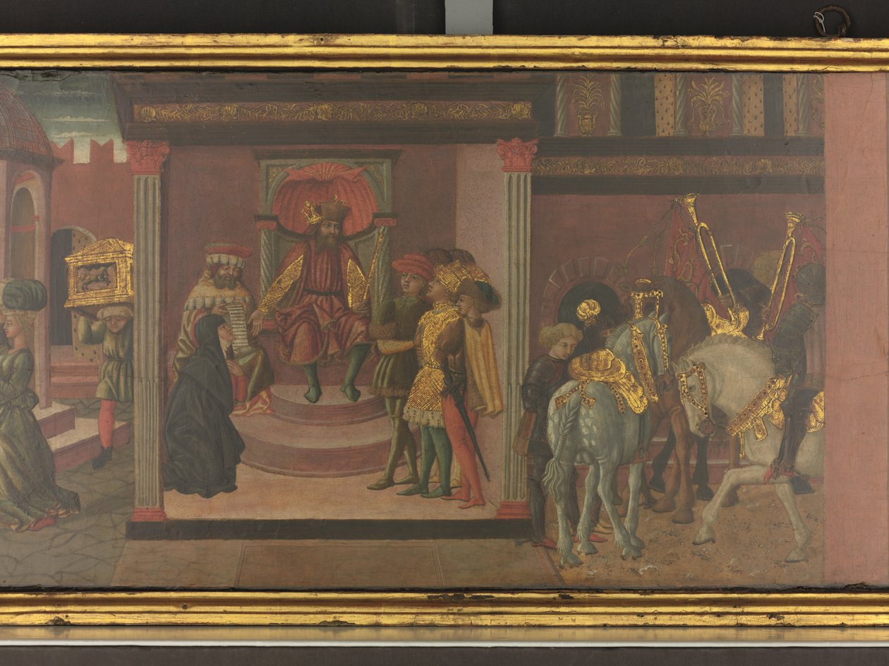 特拉扬和寡妇的故事》，木盒画板细节，约 1450 年（蛋彩画板） 作者 乔凡尼·迪·塞尔瓦·乔吉亚