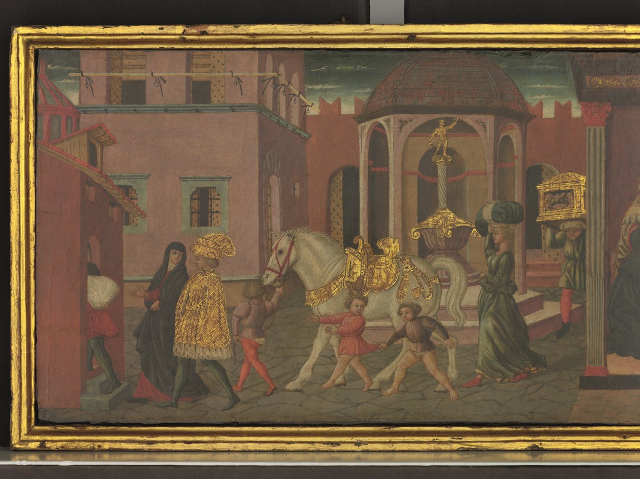 特拉扬和寡妇的故事》，木盒画板细节，约 1450 年（蛋彩画板） 作者 乔凡尼·迪·塞尔瓦·乔吉亚