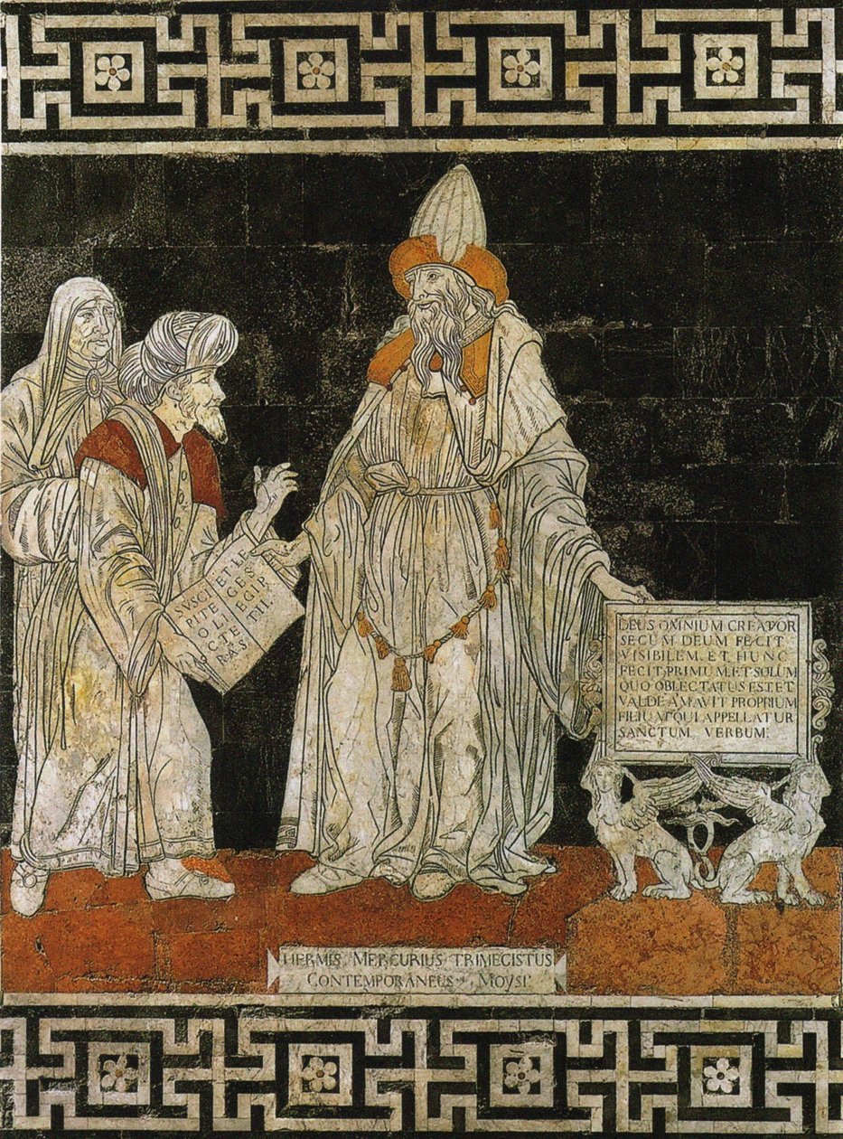 Hermes Trismegistus。锡耶纳大教堂的地板马赛克，1488年。 作者 乔瓦尼·迪斯蒂法诺
