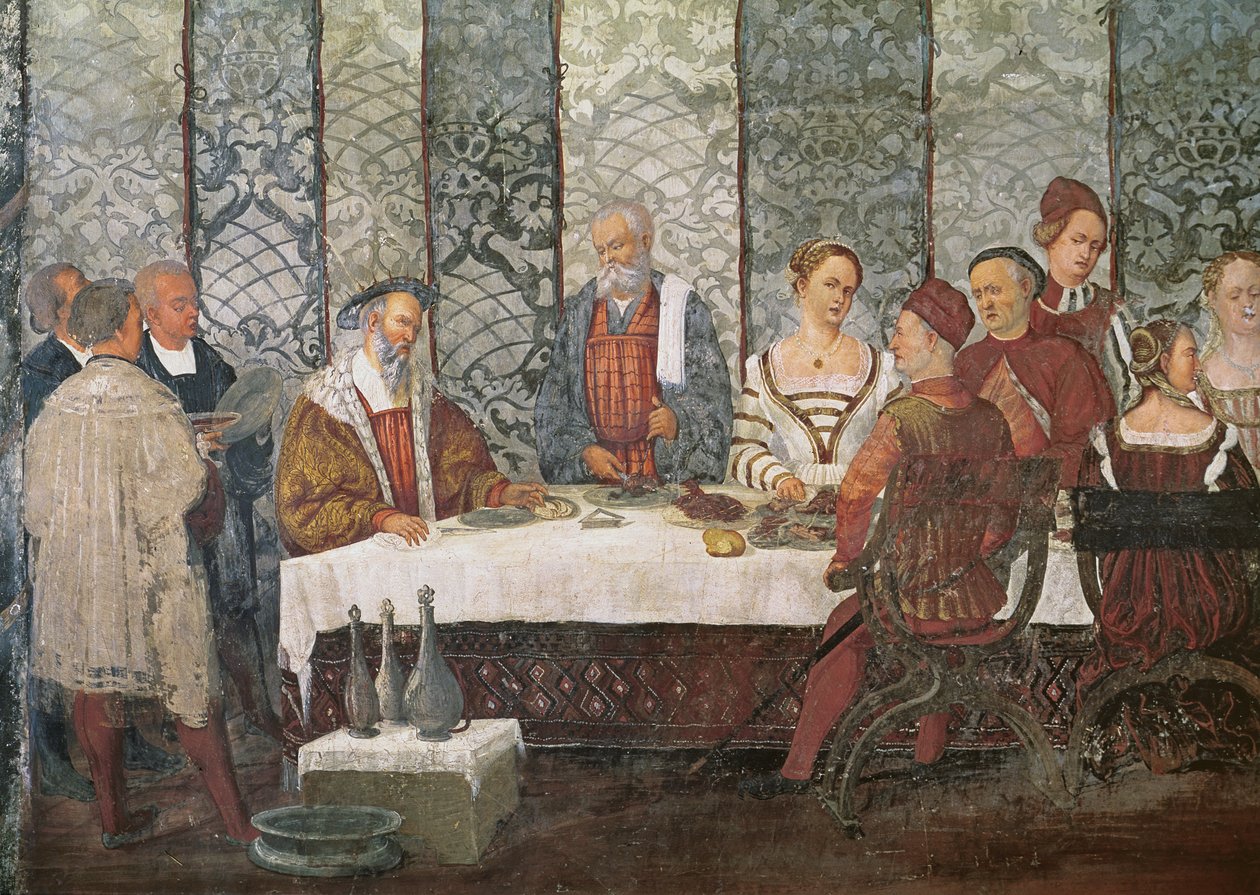 Bartolomeo Colleoni为丹麦国王克里斯蒂安一世颁发的宴会，1520-30（详情） 作者 罗洛尼诺（Girolamo Romanino）