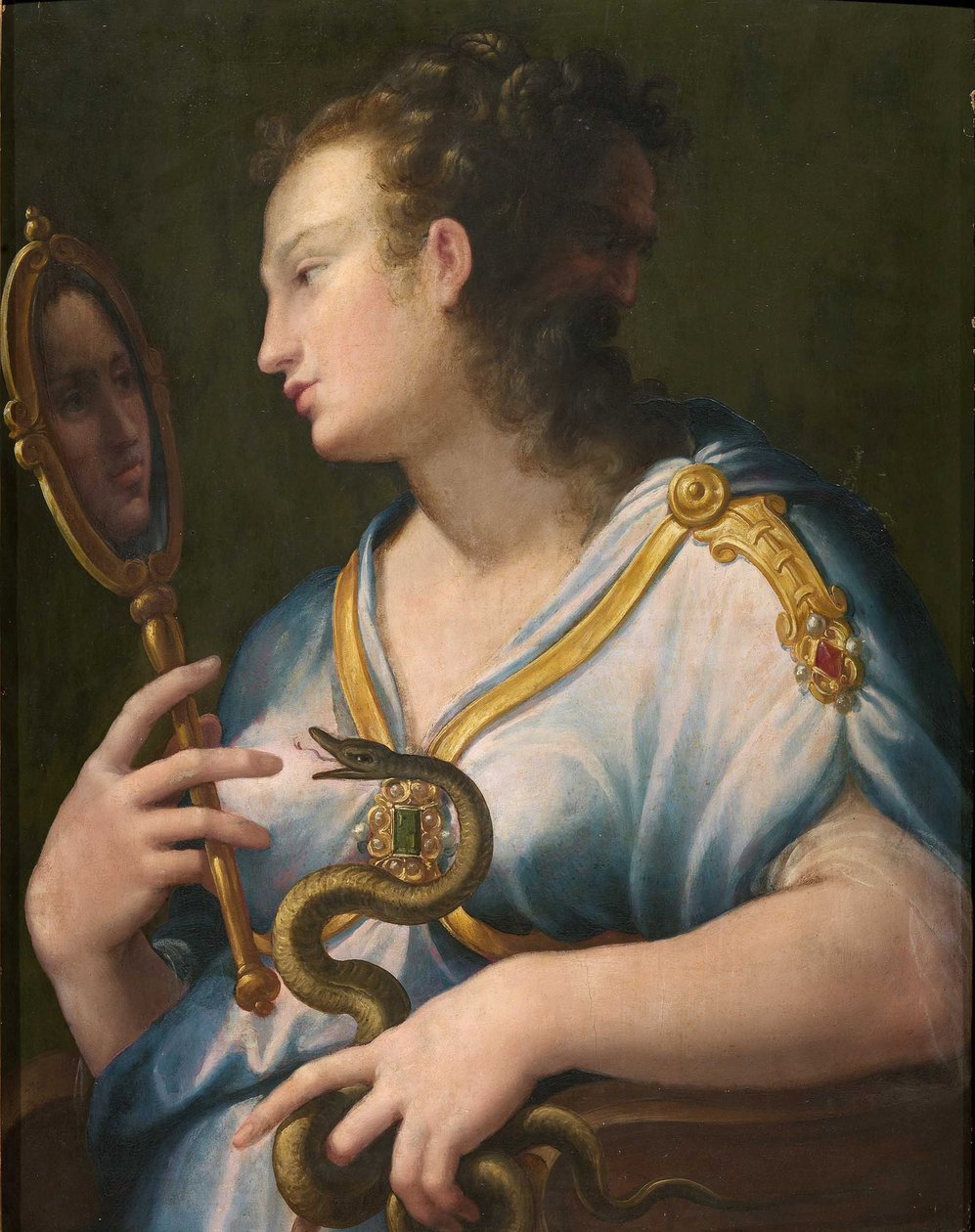 Allegorie de la prudence - Allegory of Prudence par Macchietti, Girolamo (c. 1535-1592).布面油画，尺寸：71x57，私人收藏 作者 吉罗拉莫·马基亚蒂