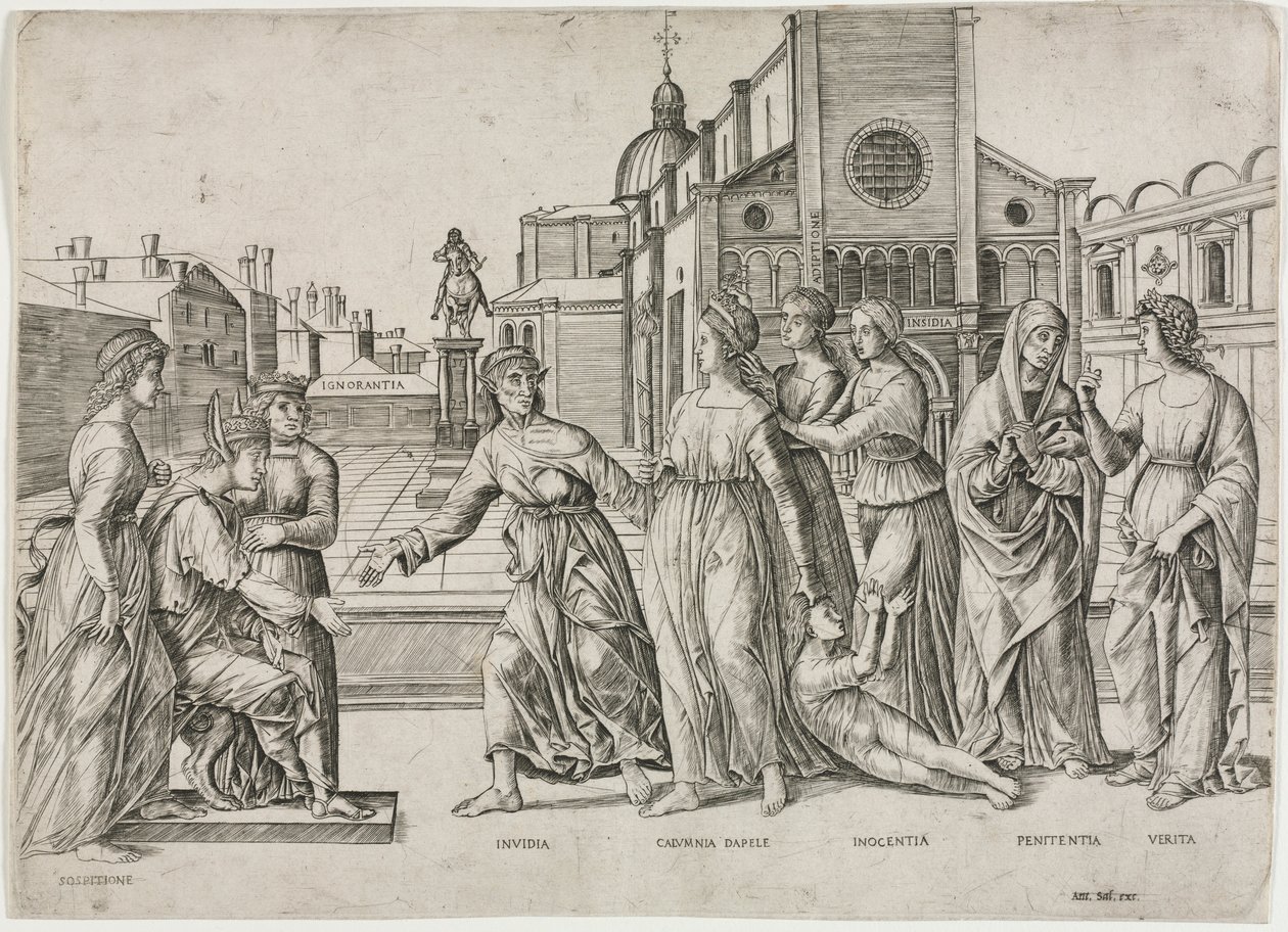 Apelles的Calumny，c。 1500-1506。 作者 吉罗拉莫·莫塞托