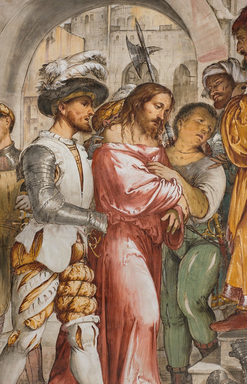 Central Nave, Fifth South Span, Christ in front of Pilate, Girolamo Romanino 作者 罗洛尼诺（Girolamo Romanino）