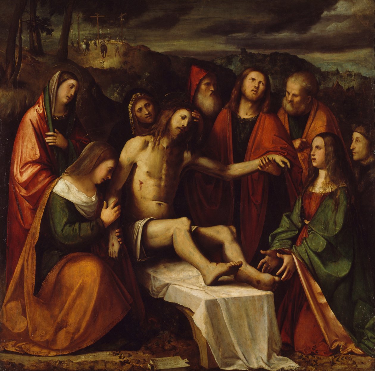 吉罗拉莫-罗曼尼诺（约1484年-1562年后）的《Pieta》，布面油画 作者 罗洛尼诺（Girolamo Romanino）