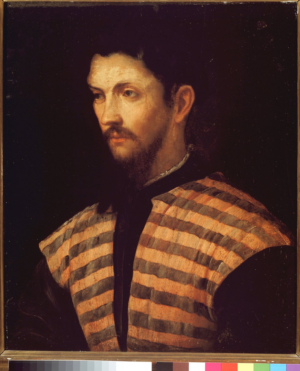 穿着条纹夹克的绅士肖像 - 布面油画 作者 罗洛尼诺（Girolamo Romanino）