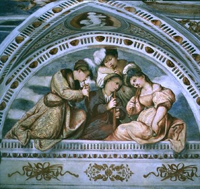 音乐会：吹奏乐器、小夜曲 作者 罗洛尼诺（Girolamo Romanino）