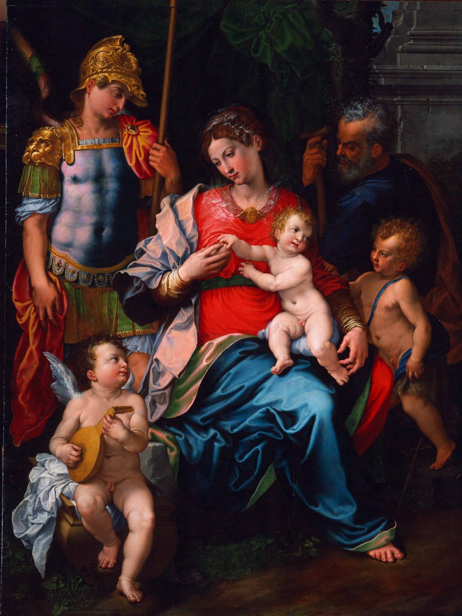 圣母子与圣人施洗约翰、天使长米迦勒和约瑟夫，1545年 作者 Girolamo Sciolante da Sermoneta