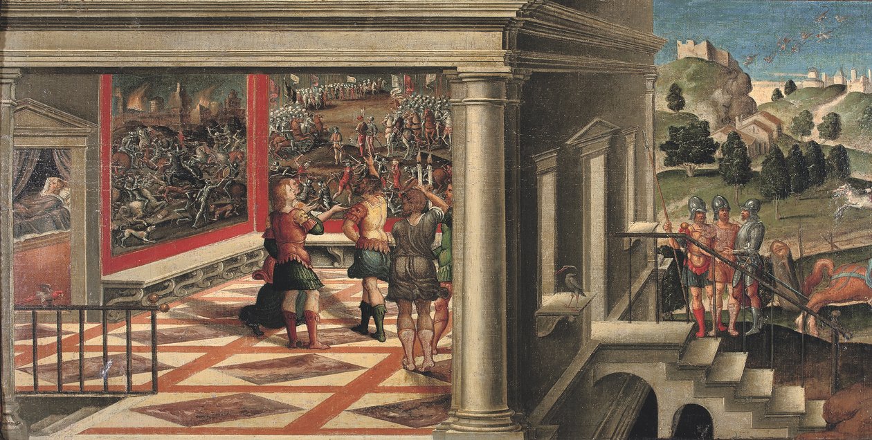 《奥兰多激情》场景（布面油画，置于面板上） 作者 Girolamo da Santacroce