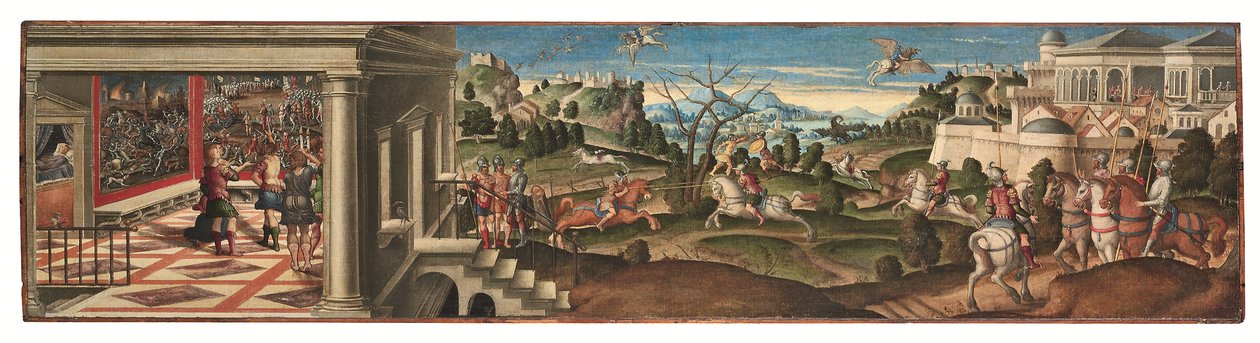 奥兰多-弗里奥索》场景（布面油画，铺在画板上） 作者 Girolamo da Santacroce