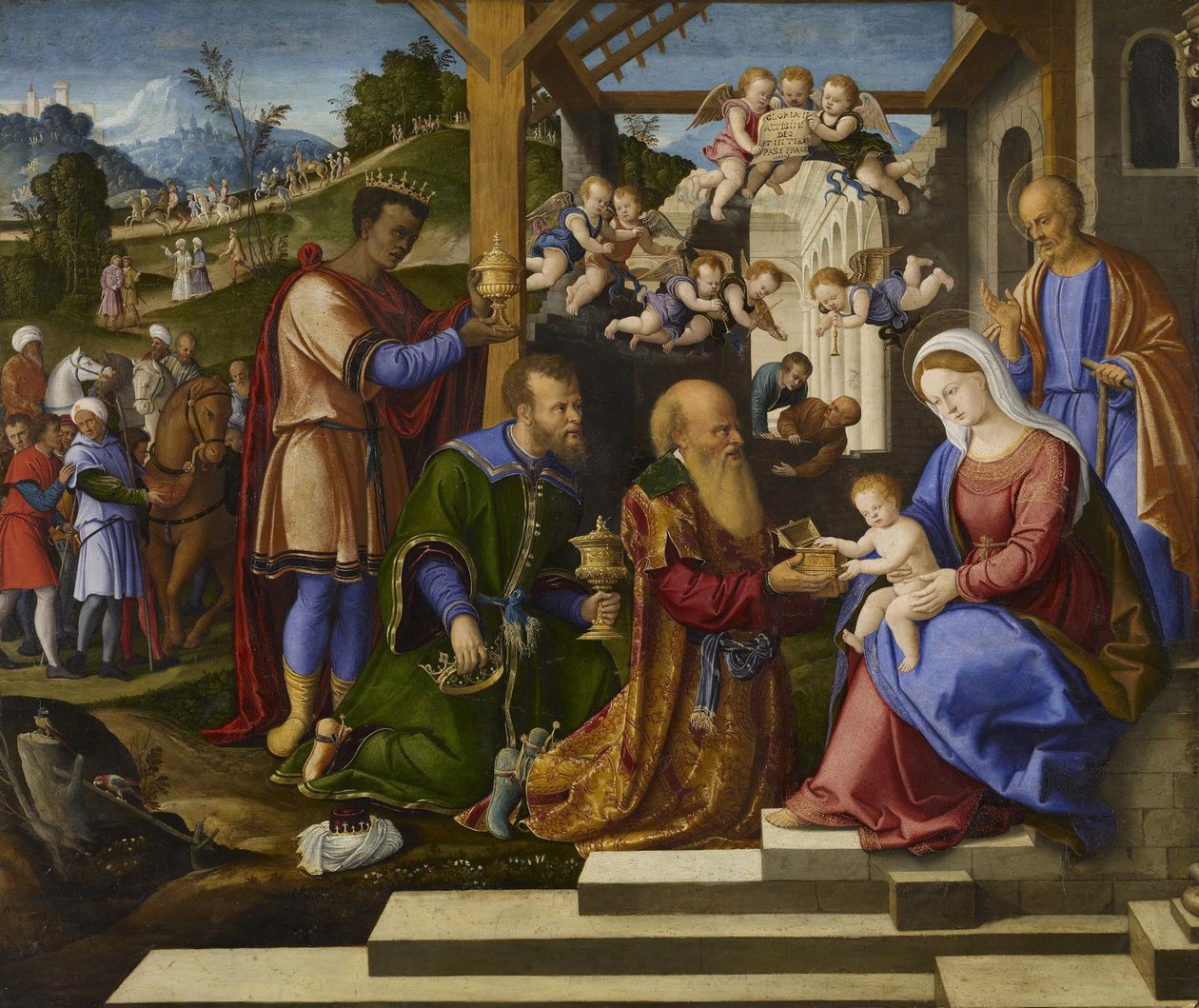三王的崇拜，1525-1530 作者 Girolamo da Santacroce