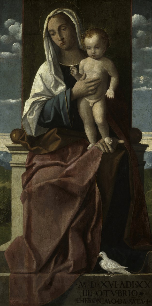 圣母与圣婴》，1516年。 作者 Girolamo da Santacroce