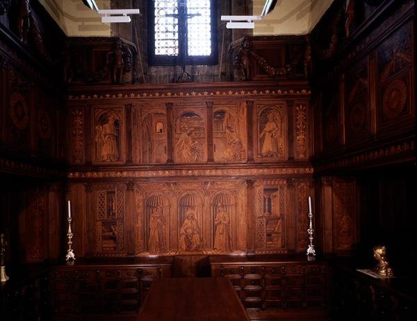 North Sacristy（Sacrestia delle Messe）修复后的橱柜（镶嵌木材）（见143297） 作者 朱利亚诺·达·马亚诺