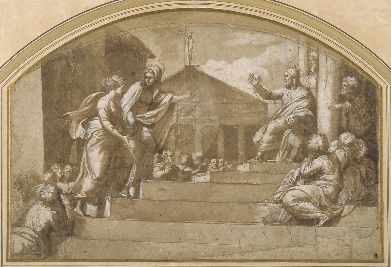 马大将抹大拉的马利亚归向基督（纸本笔墨） 作者 Giulio (attr. To) Romano