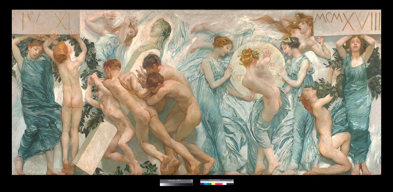 双连画：庆典（la sagra）--朱利奥-阿里斯蒂德-萨托里奥（1860-1932 年）的画作 1906 年 尺寸 180.5 x 398.5 厘米 私人收藏（双连画，朱利奥-阿里斯蒂德-萨托里奥的画作 私人收藏） 作者 朱利奥·阿里斯蒂德·萨托里奥
