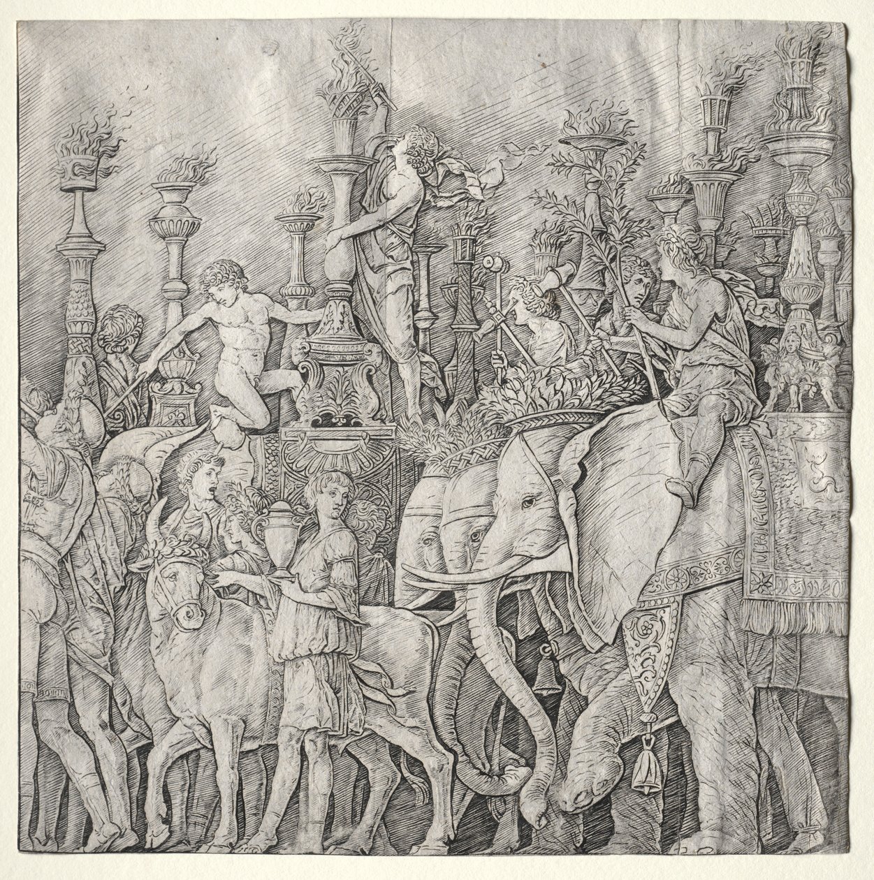 凯撒的胜利：大象，c。 1485-1490。 作者 朱利奥·坎帕尼奥拉（Giulio Campagnola）