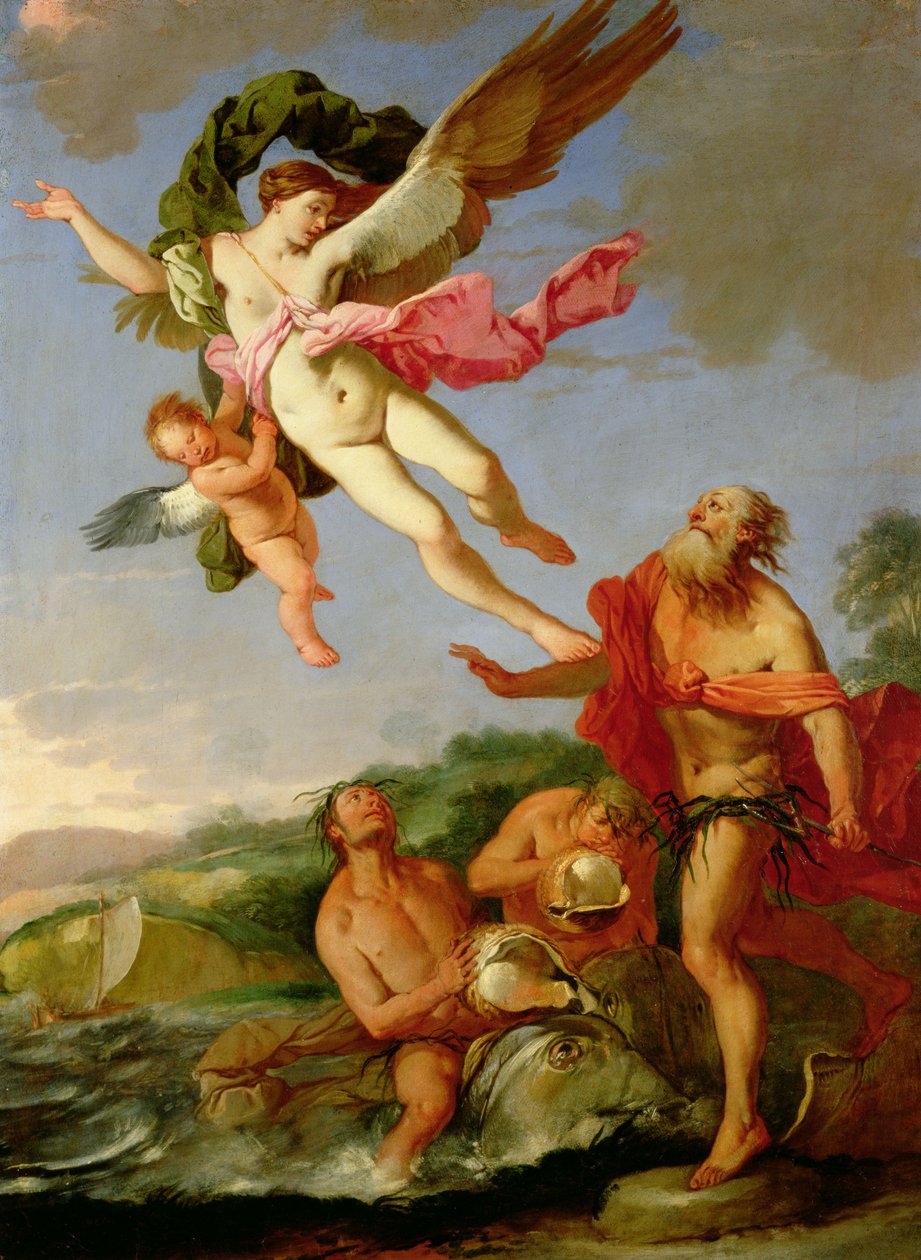 海王星追逐Coronis，1665-70油画布 作者 朱利奥·卡尔皮奥尼