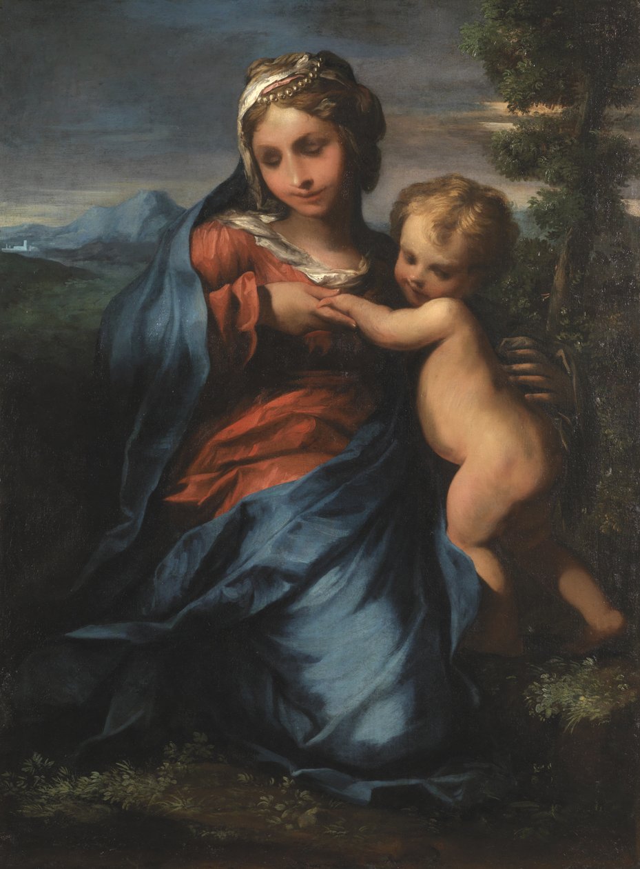处女和儿童，约1600年 作者 朱利奥·切萨雷·阿米达诺（Giulio Cesare Amidano）