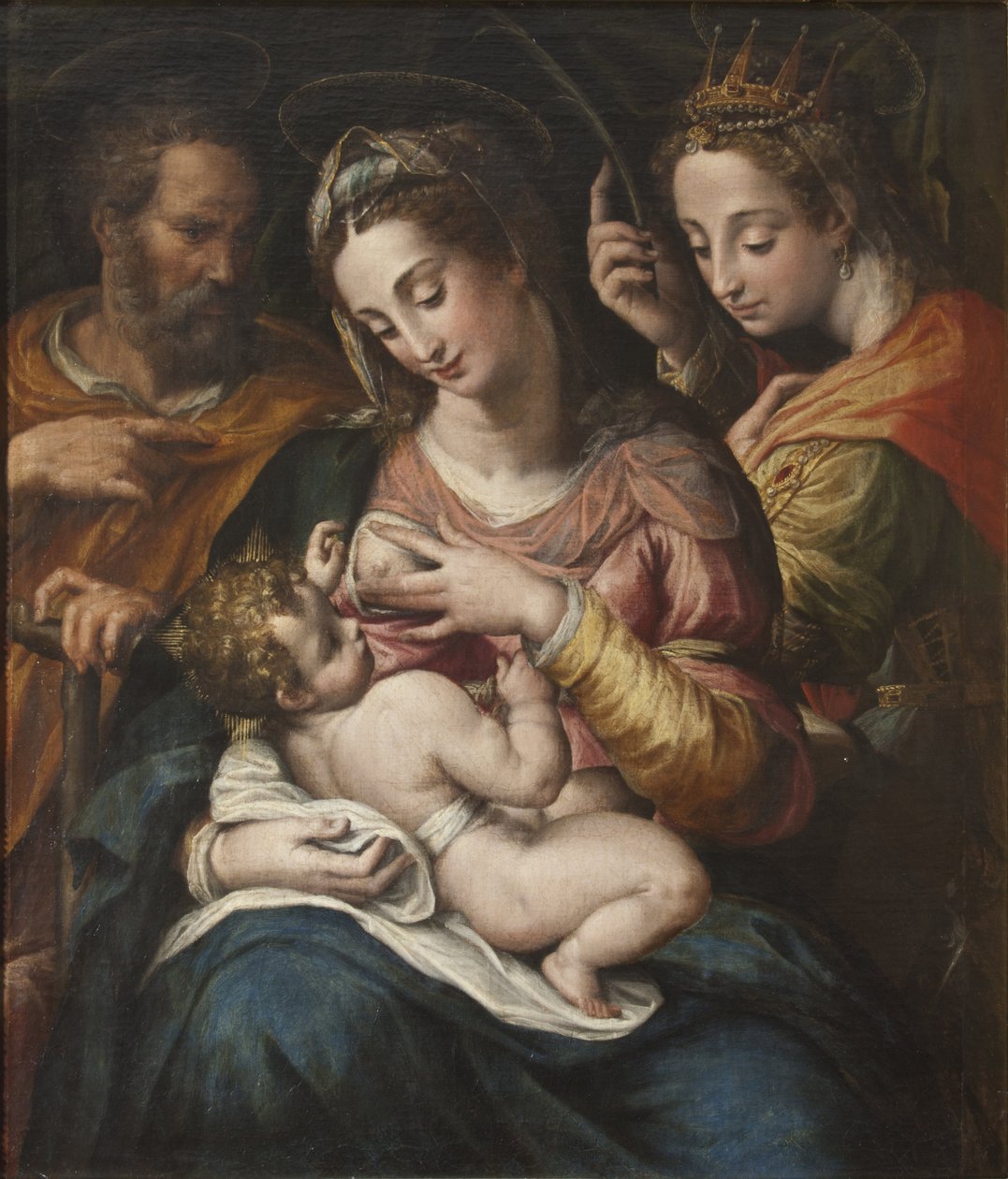 La Sainte Famille et Sainte Catherine - 圣家族与圣凯瑟琳，由Procaccini, Giulio Cesare（1574-1625）创作。布面油画。尺寸：77x67厘米。斯德哥尔摩国家博物馆 作者 朱利奥·塞萨雷·普罗卡西尼