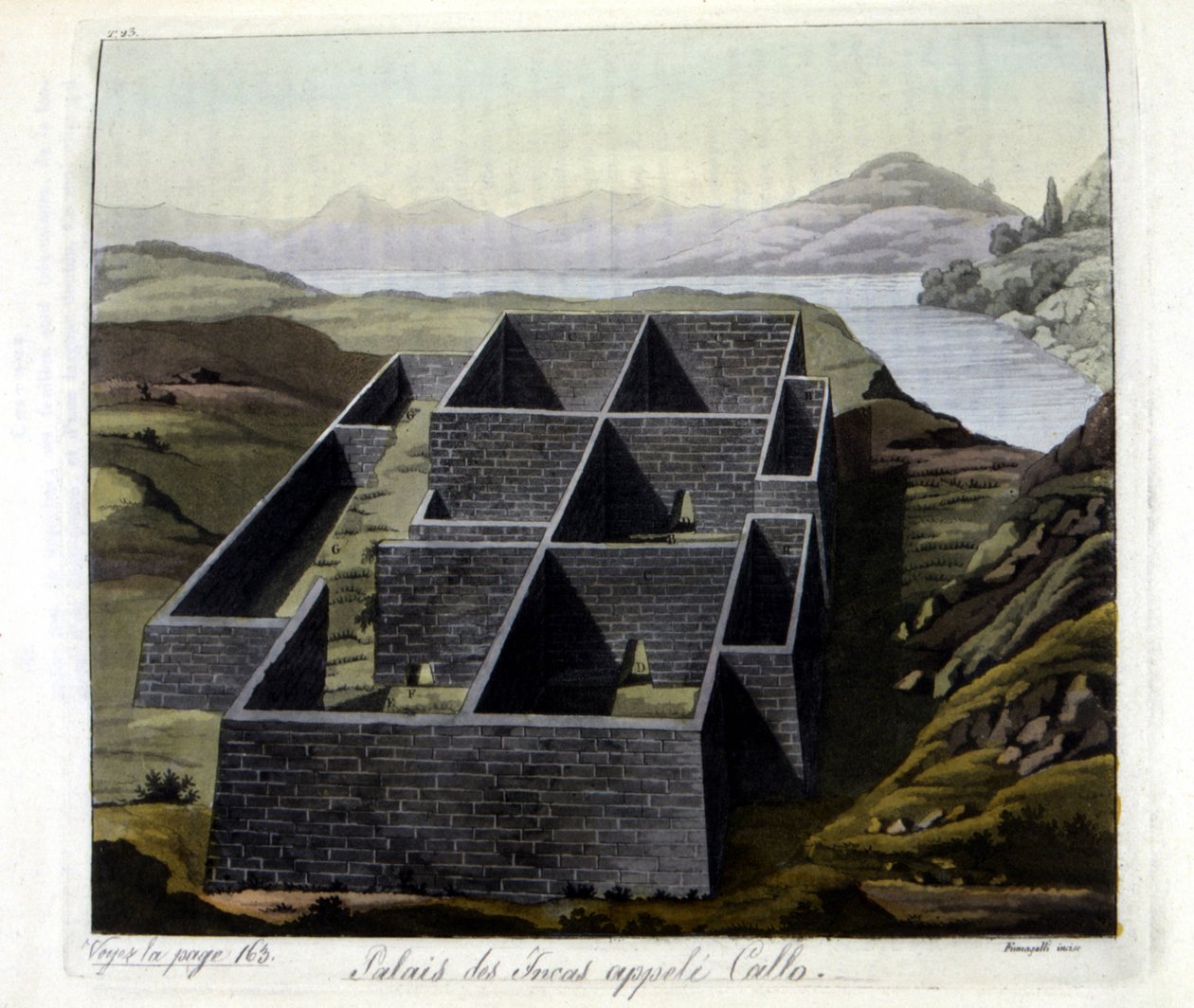 Palace of the Incas called Callo - in “” The Old and Modern Costume”” by Jules Ferrario   1403938   zh       chinese Successfully Translated  Original: The irradiation illusion of visual perception in which a light area of the visual field looks larger tha 作者 朱利奥·费拉里奥