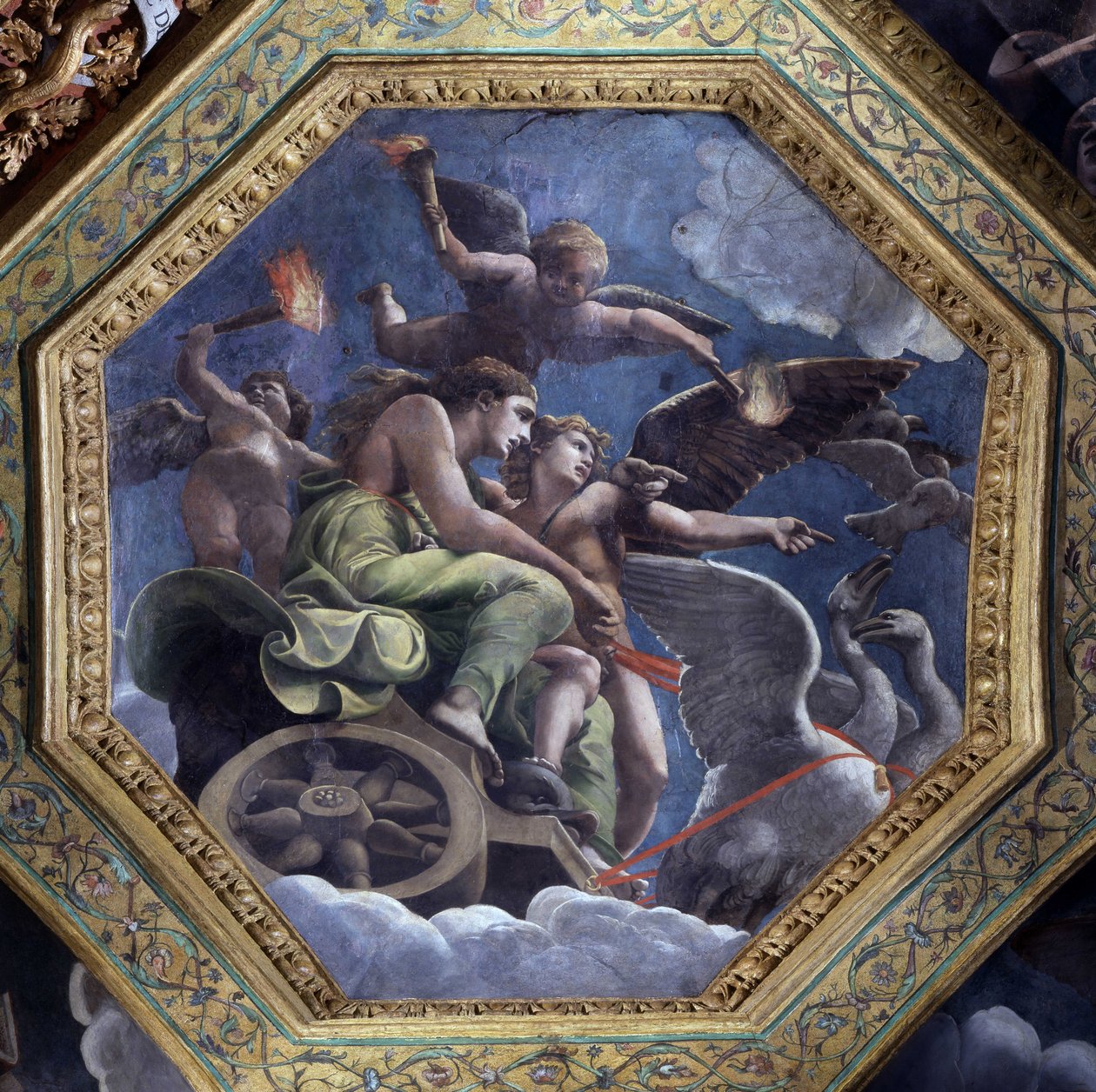 愤怒的维纳斯将 Psyche 委托给丘比特惩罚她。Giulio Pippi de