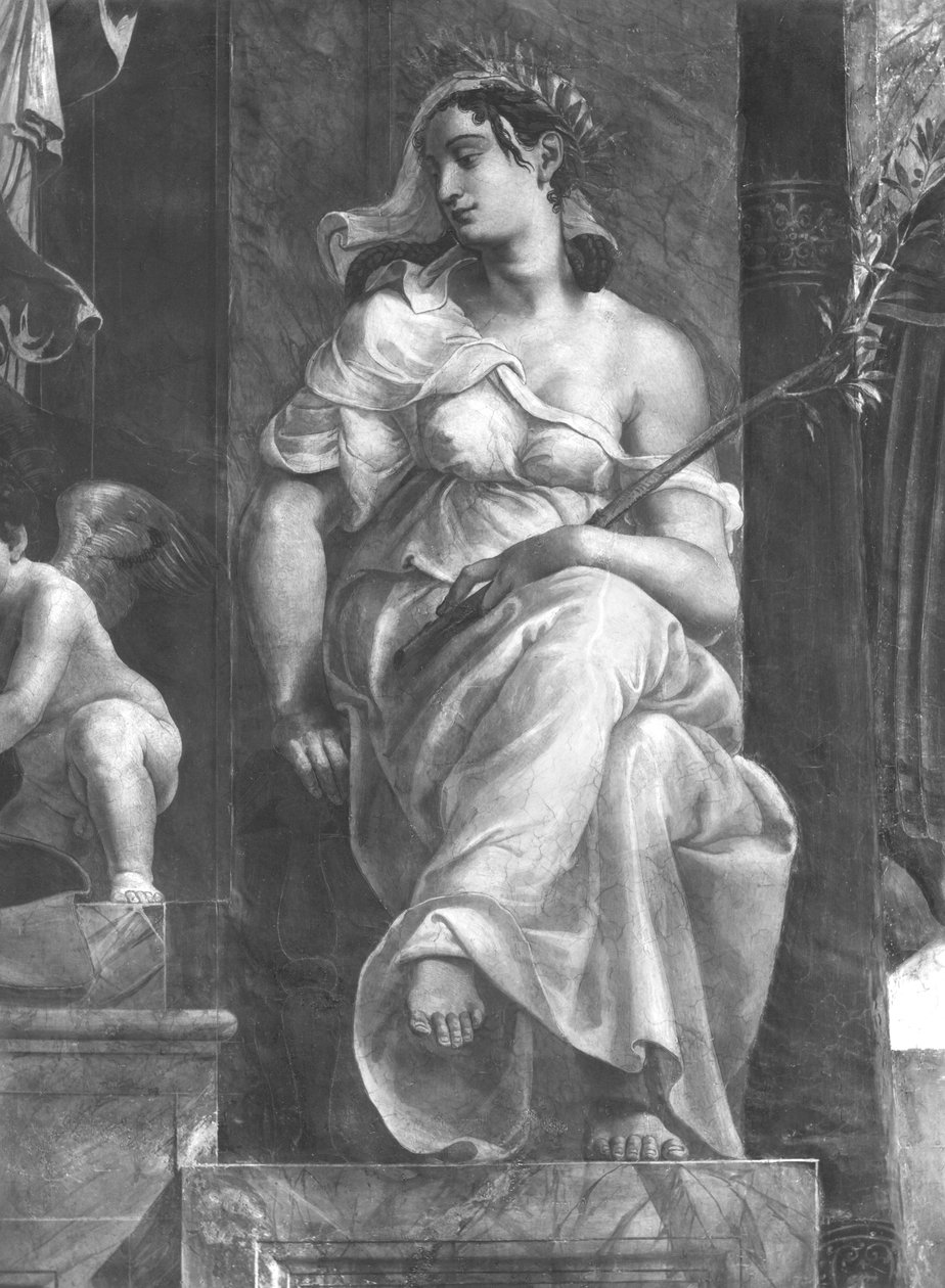 和平坐在教皇大马士一世（c.304-384）Raphael Rooms（详情）（另见252795和252796） 作者 朱利奥·罗马诺