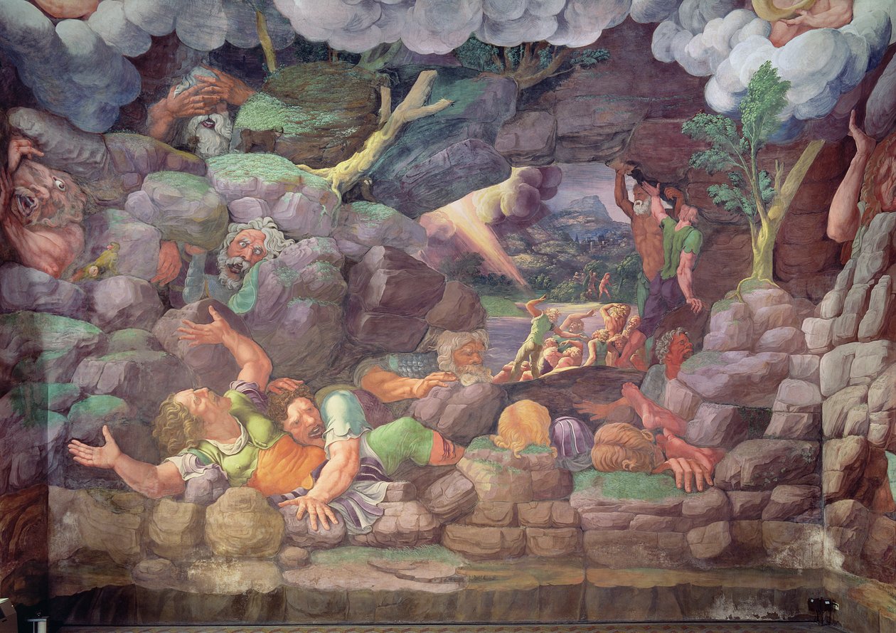 Sala dei Giganti，木星霹雳摧毁巨人的细节，1536年壁画细节78482 作者 朱利奥·罗马诺