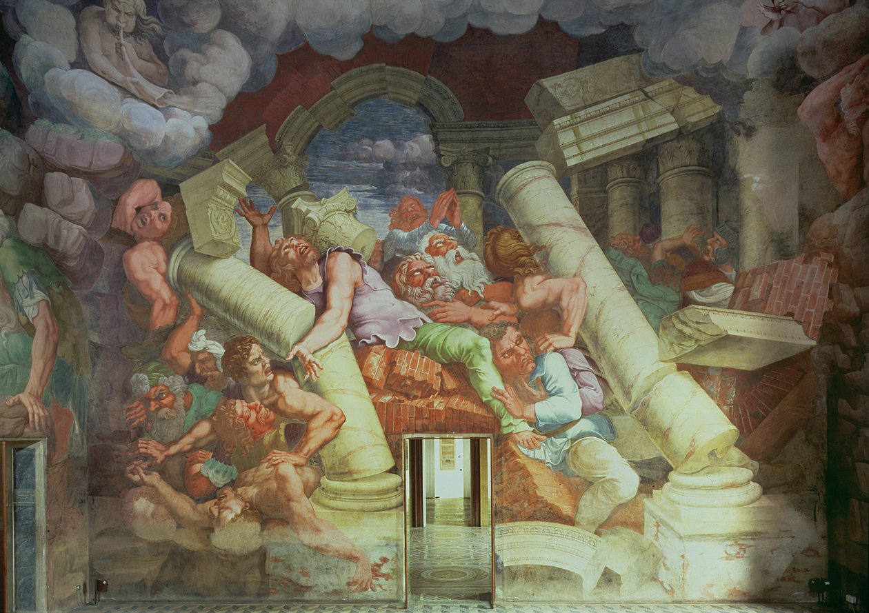 Sala dei Giganti，木星霹雳摧毁巨人的细节，1536壁画细节见78488 作者 朱利奥·罗马诺