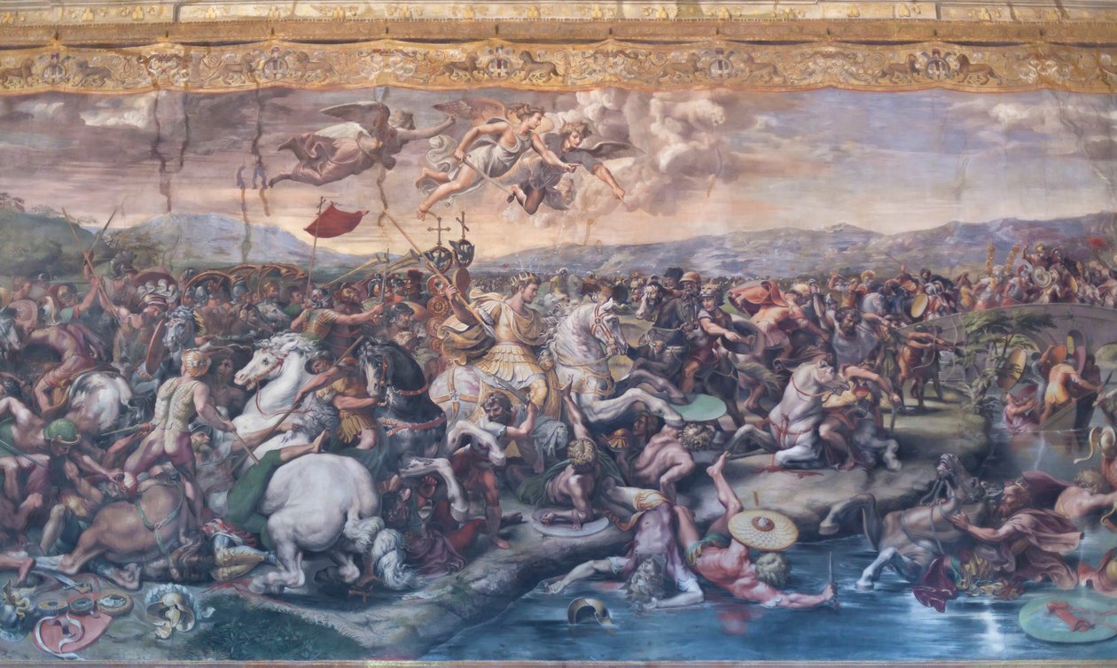 The Battle of the Milvian Bridge, in the Room of Constantine, Raphael Rooms, c.1520-24 (fresco)   1459912   zh       chinese Successfully Translated  Original: Page from a Machzor, Tuscany, probably Florence Translat: Page from a Machzor, Tuscany, probably 作者 朱利奥·罗马诺