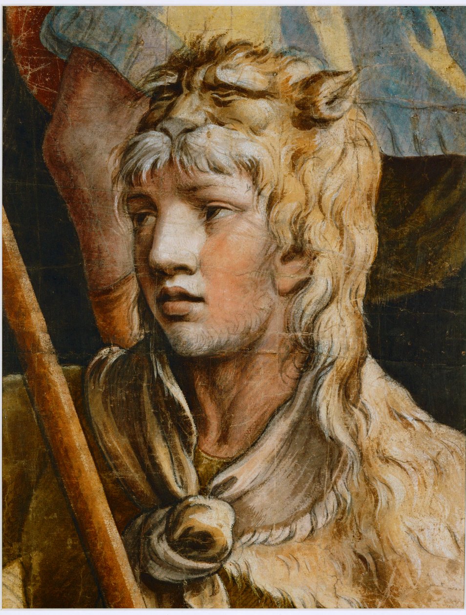 年轻的大力士彩色黑色粉笔 作者 朱利奥·罗马诺