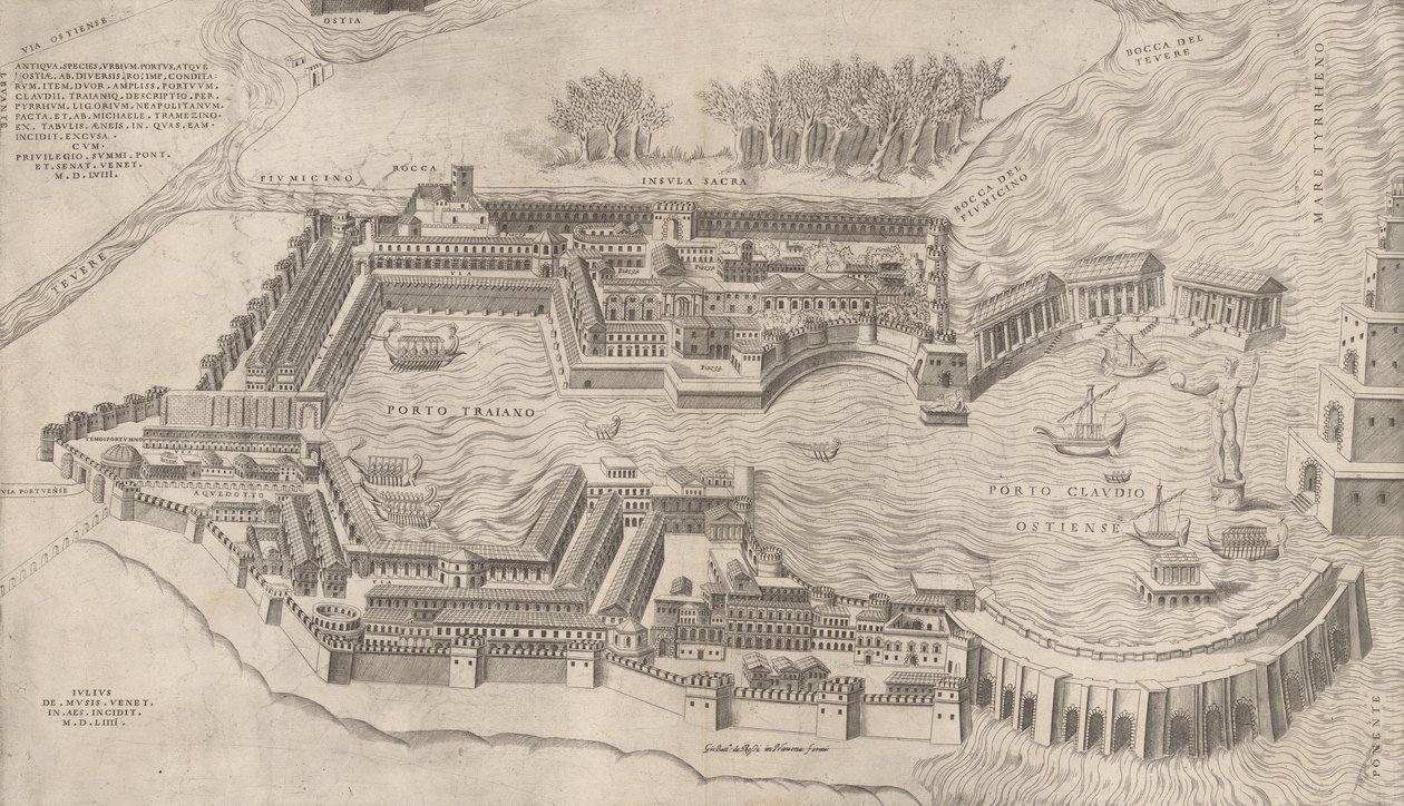 Speculum Romanae Magnificentiae：罗马港鸟瞰图，1554年，1554年。 作者 朱利奥·德·穆西