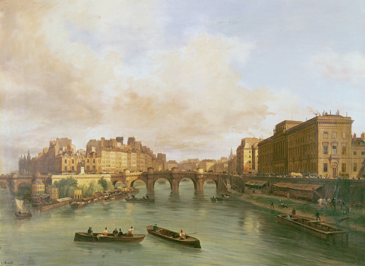Pont Neuf，Cite Island，Paris Mint和Conti Quay，1832 作者 朱塞佩·卡内拉（Giuseppe Canella）