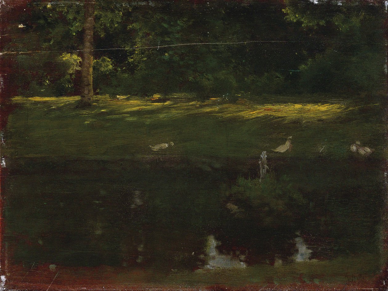 Bois de Boulogne的池塘，约1875年 作者 朱塞佩·德·尼蒂斯