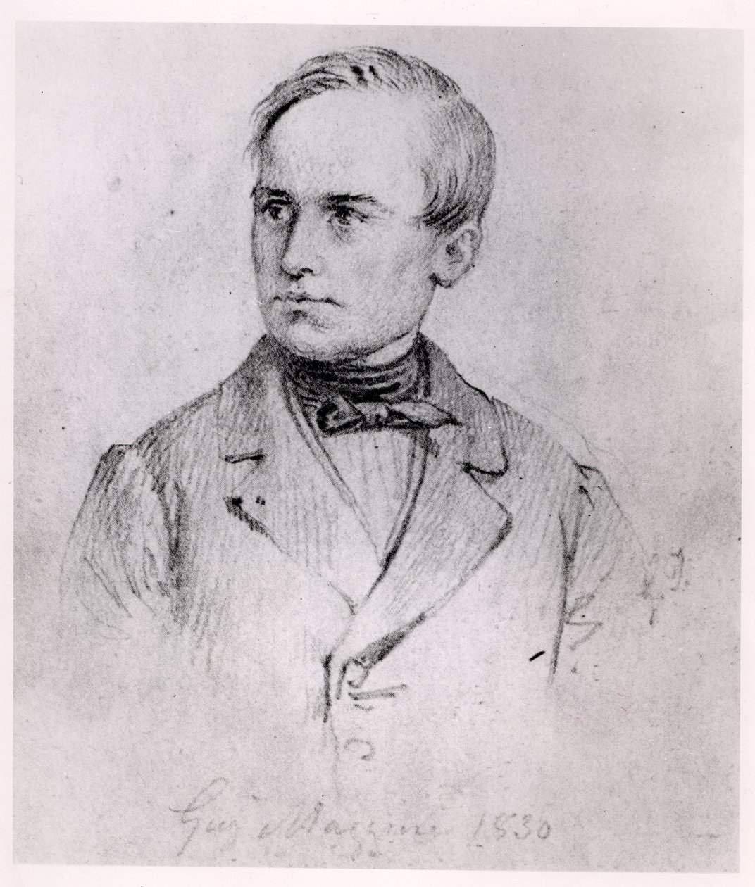 Giuseppe Mazzini（1805-72）1830（木炭） 作者 朱塞佩·伊索拉（Giuseppe Isola）