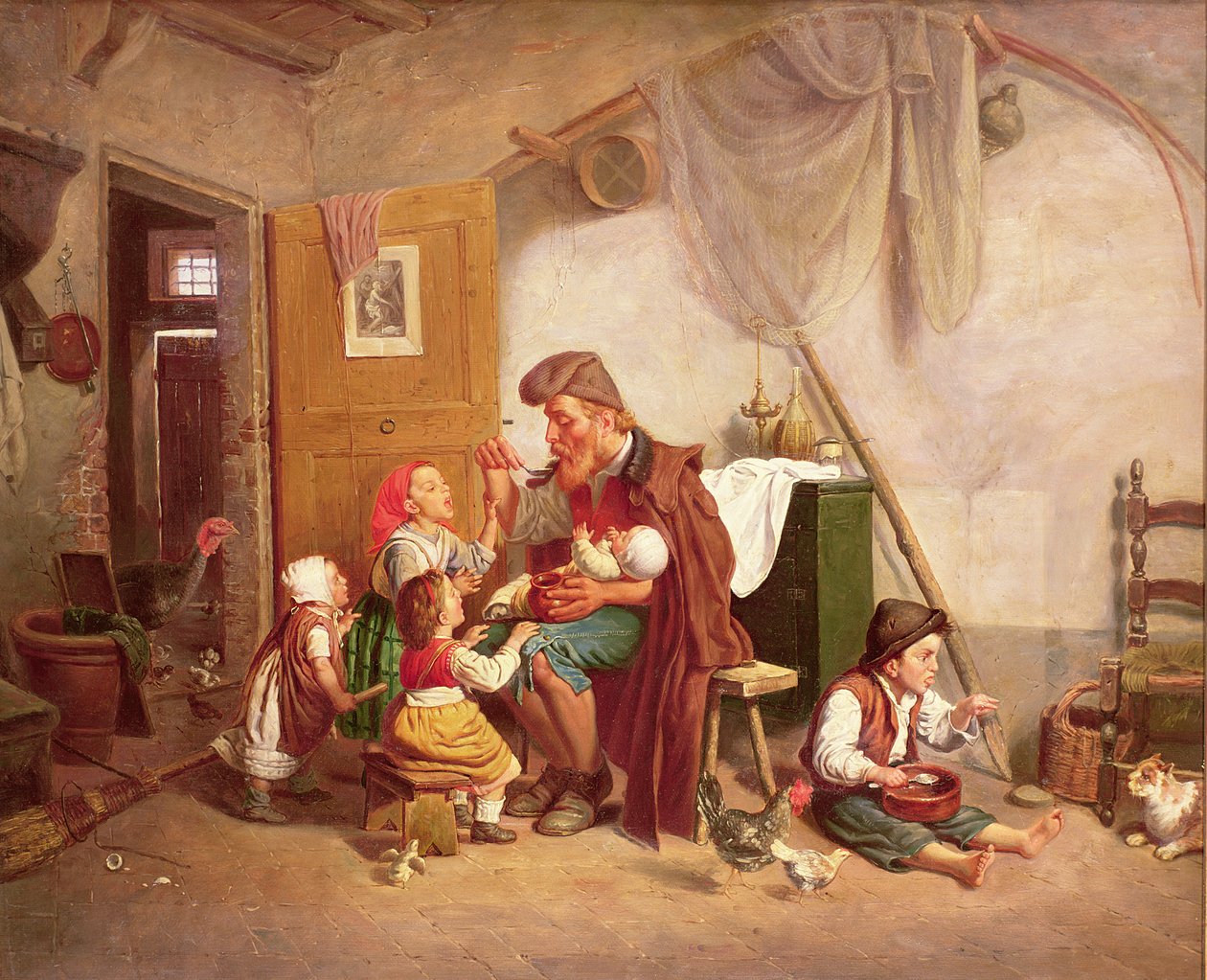 丧偶的家庭，19世纪 作者 朱塞佩·马佐利尼（Giuseppe Mazzolini）